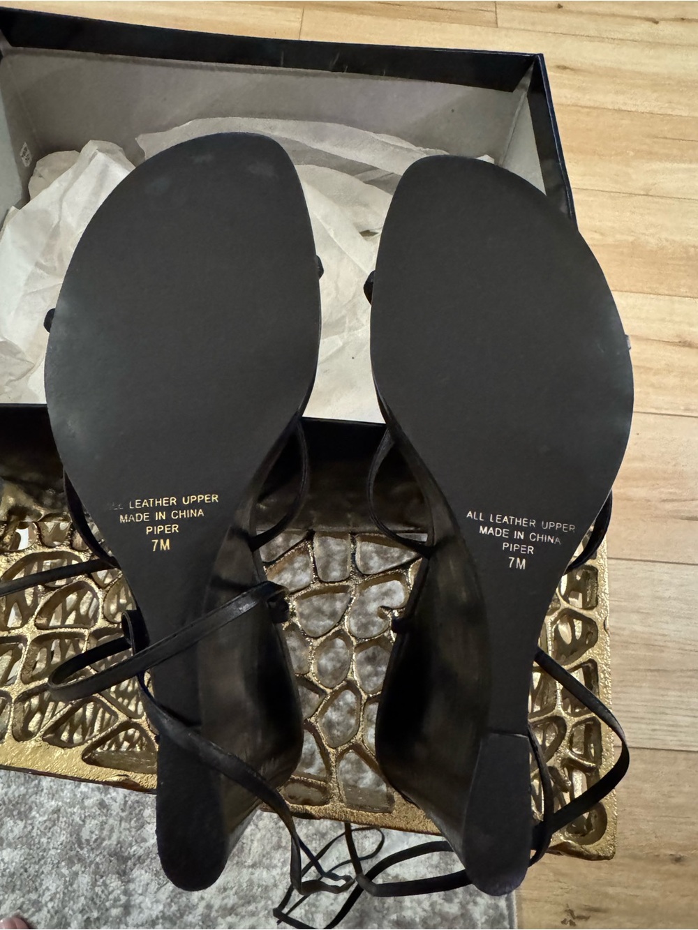 Valerie Stevens Black Lace-Up Wedge Sandals - Picture 2 of 3